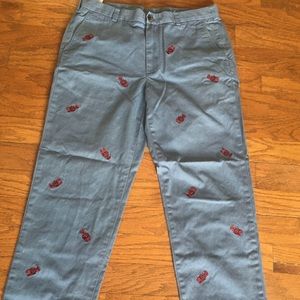 Lobster embroidered pants | preppy critter pants